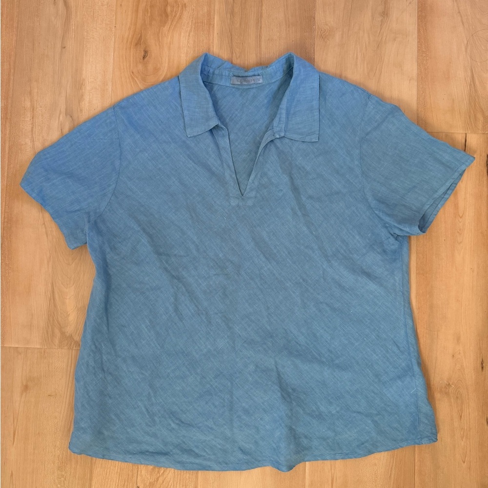 cut loose Pale Blue Linen Shirt